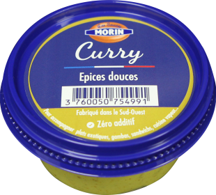 Sauce curry 60g Les Sauce Morin - sauce froide exotique aux épices douces pour accompagner plats exotiques, gambas, sandwichs, cuisine vapeur - curry